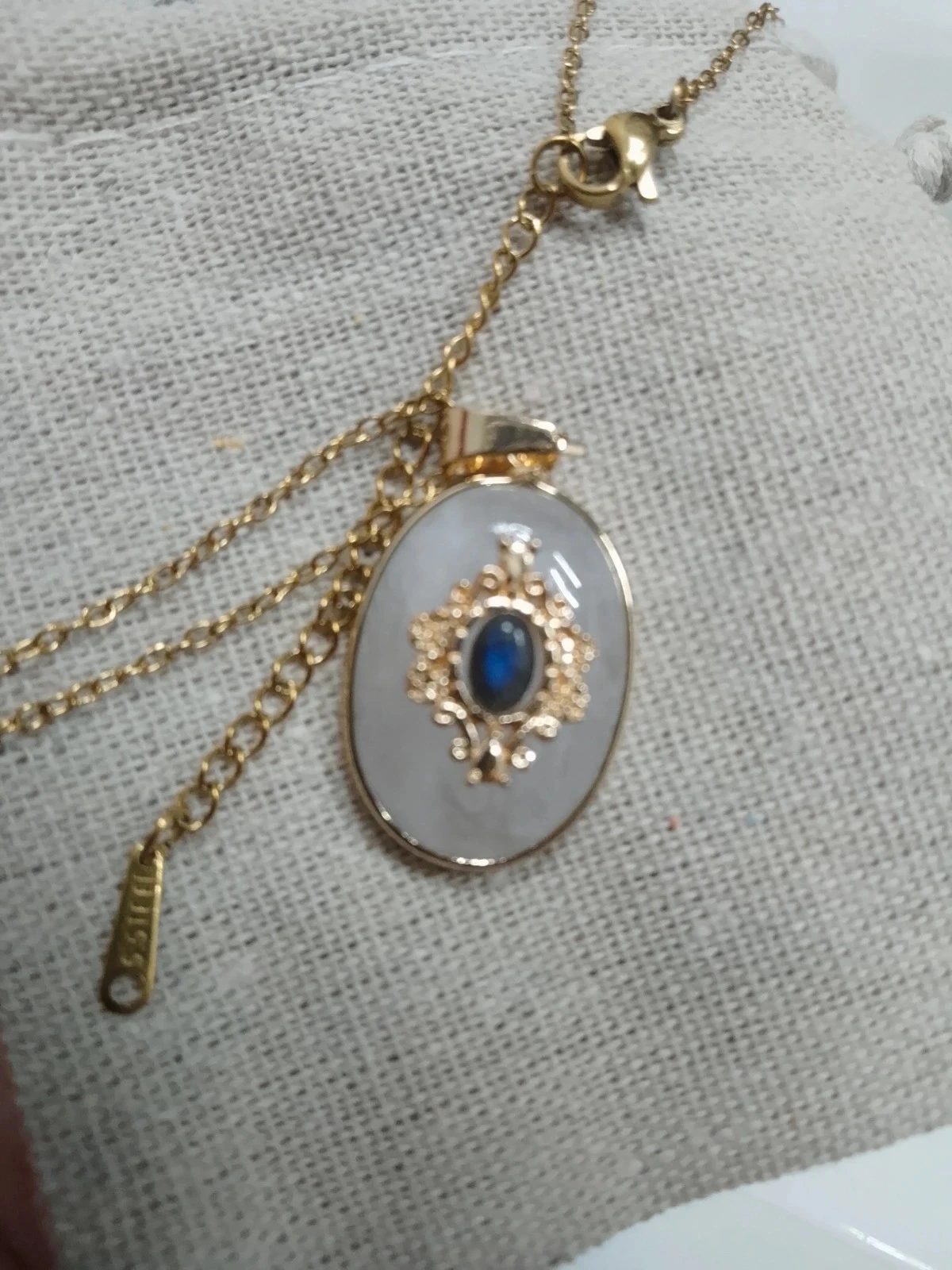 Collier boho cristal de roche sertie et labradorite – photo 2